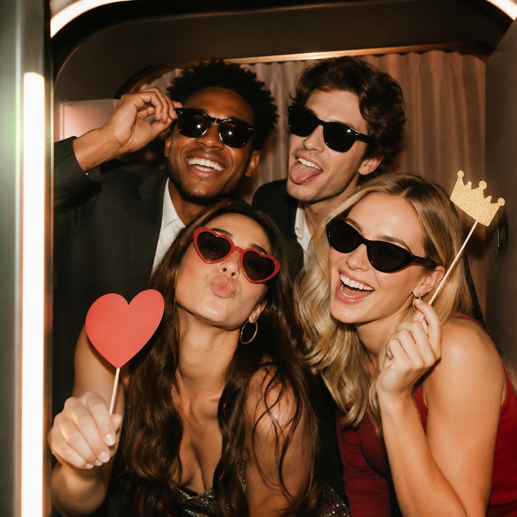 Concept image: friends posing with props at a private party